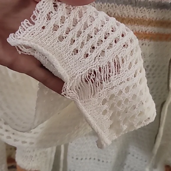 POL Women's Cream and Brown Open-Knit Cardigan - Picture 7 of 7